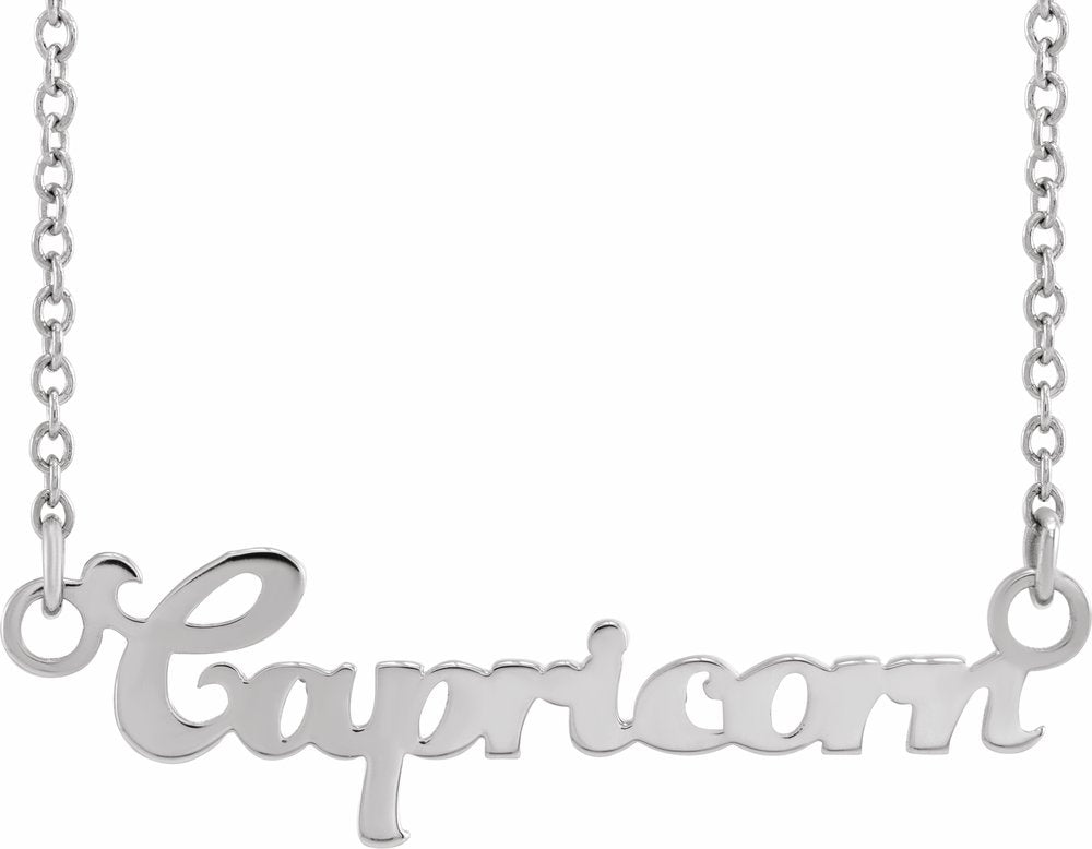 14K White Capricorn Zodiac 18" Necklace 