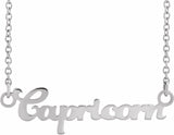 14K White Capricorn Zodiac 18" Necklace 