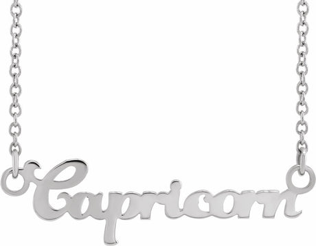 14K White Capricorn Zodiac 18" Necklace 