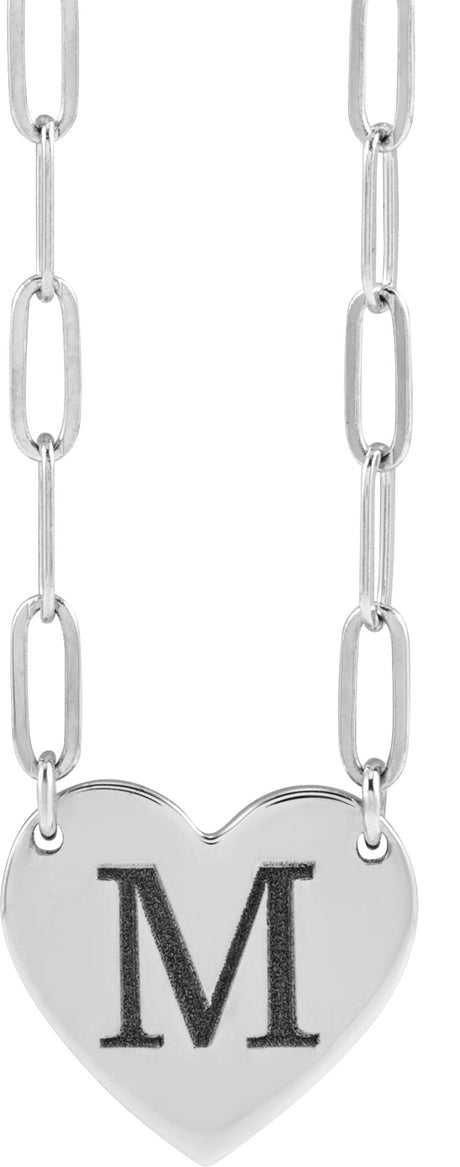 Sterling Silver Engravable Heart 18" Necklace