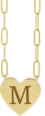 14K Yellow Engravable Heart 18" Necklace