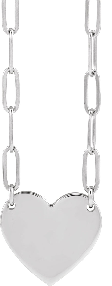 Sterling Silver Engravable Heart 18" Necklace