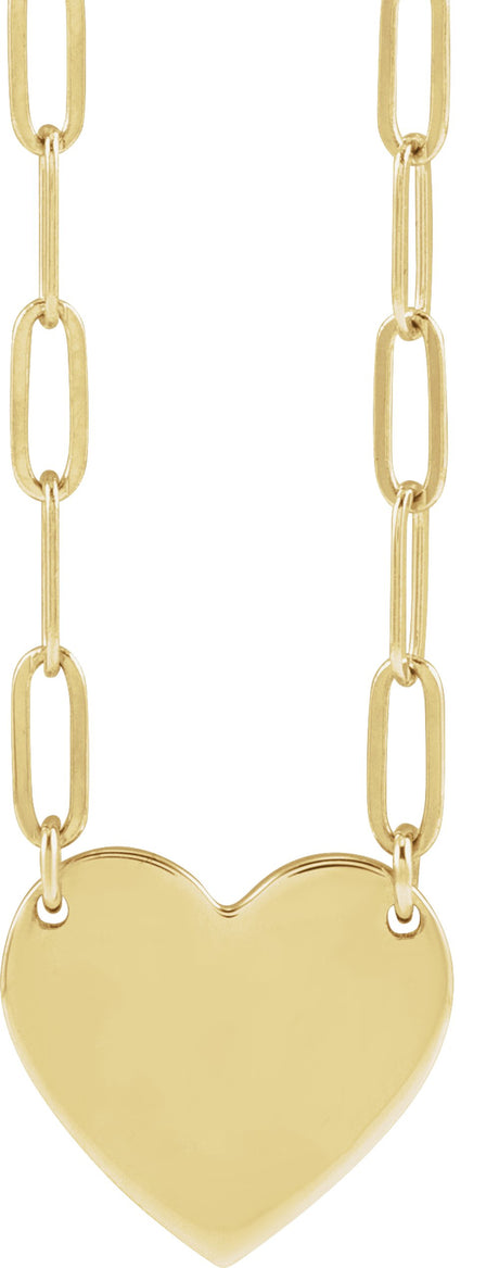 14K Yellow Gold Engravable Heart 18" Necklace