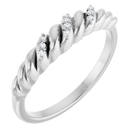 14K White .04 CTW Natural Diamond Dome Ring