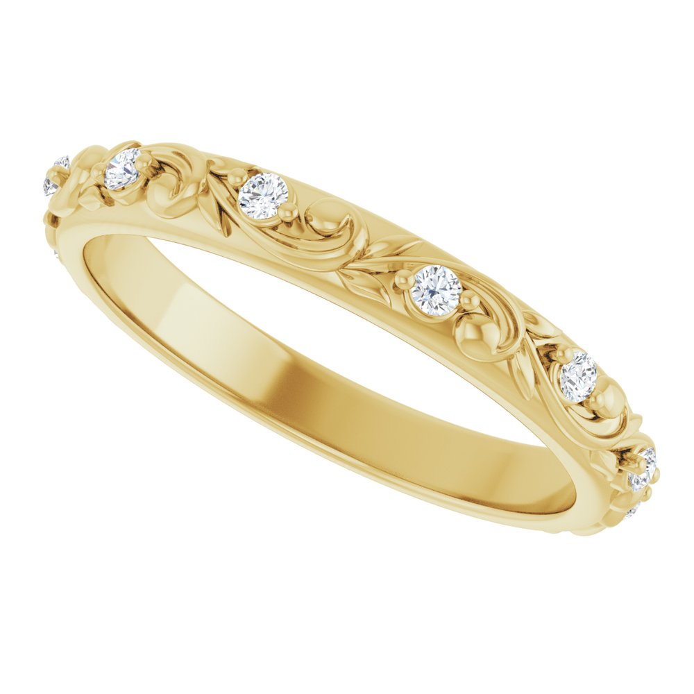 14K Yellow 1.5 mm Round 1/6 CTW Natural Diamond Floral Band