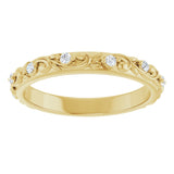 14K Yellow 1.5 mm Round 1/6 CTW Natural Diamond Floral Band