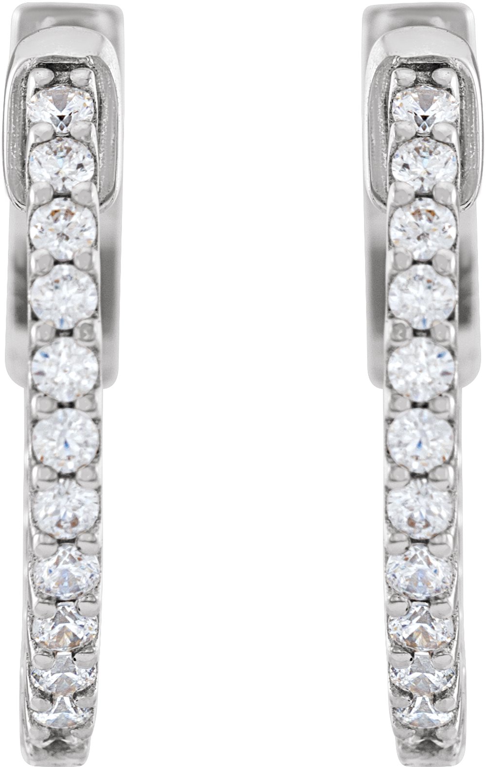 14K White 1/3 CTW Natural Diamond Inside-Outside 15.5 mm Hinged Hoop Earrings