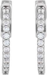 14K White 1/3 CTW Natural Diamond Inside-Outside 15.5 mm Hinged Hoop Earrings