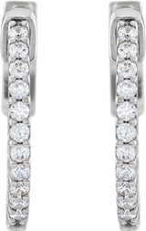 14K White Gold 1/3 CTW Natural Diamond Inside-Outside 15.5 mm Hinged Hoop Earrings