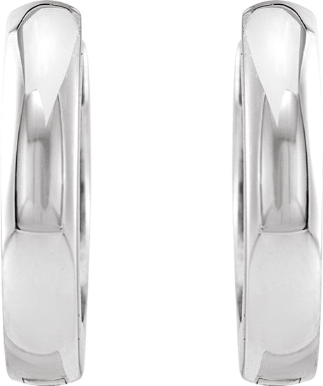 14K White Gold 12 mm Hinged Hoop Earrings