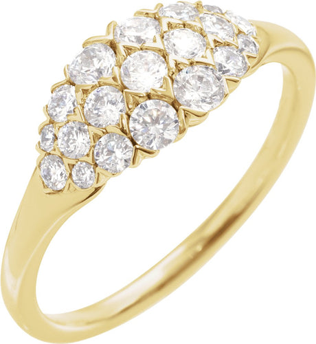 14K Yellow 1/2 CTW Natural Diamond Cluster Ring