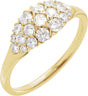 14K Yellow 1/2 CTW Natural Diamond Cluster Ring