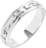14K White Gold 4 mm Sculptural Flat Band Size 7
