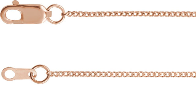 14K Rose Gold 1 mm Diamond-Cut Curb 18" Chain