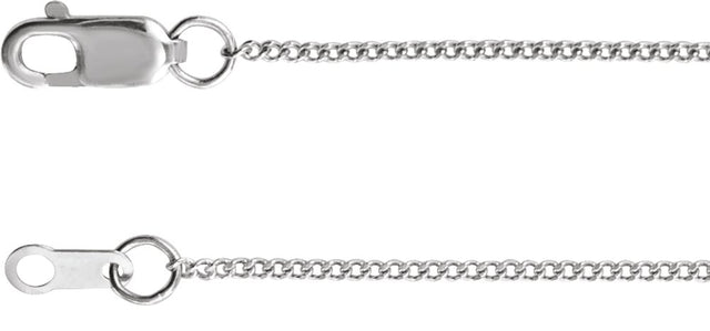14K White Gold 1 mm Diamond-Cut Curb 7" Chain