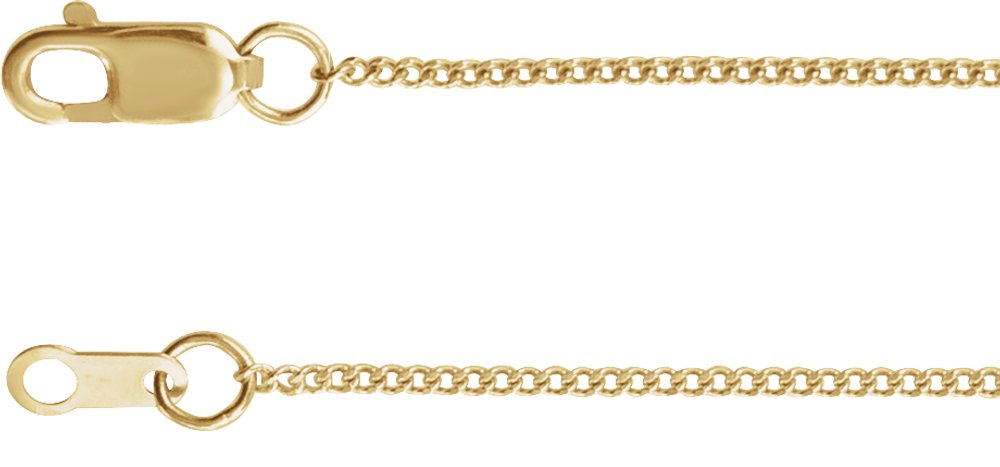 14K Yellow 1 mm Diamond-Cut Curb 7" Chain