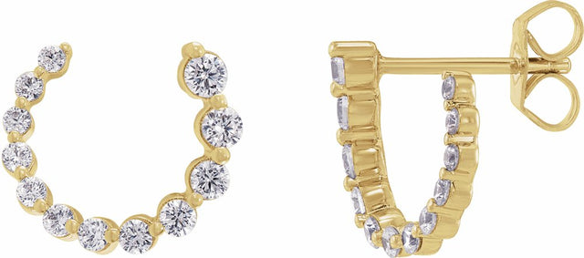 14K Yellow 1/2 CTW Lab-Grown Diamond Front-Back Earrings