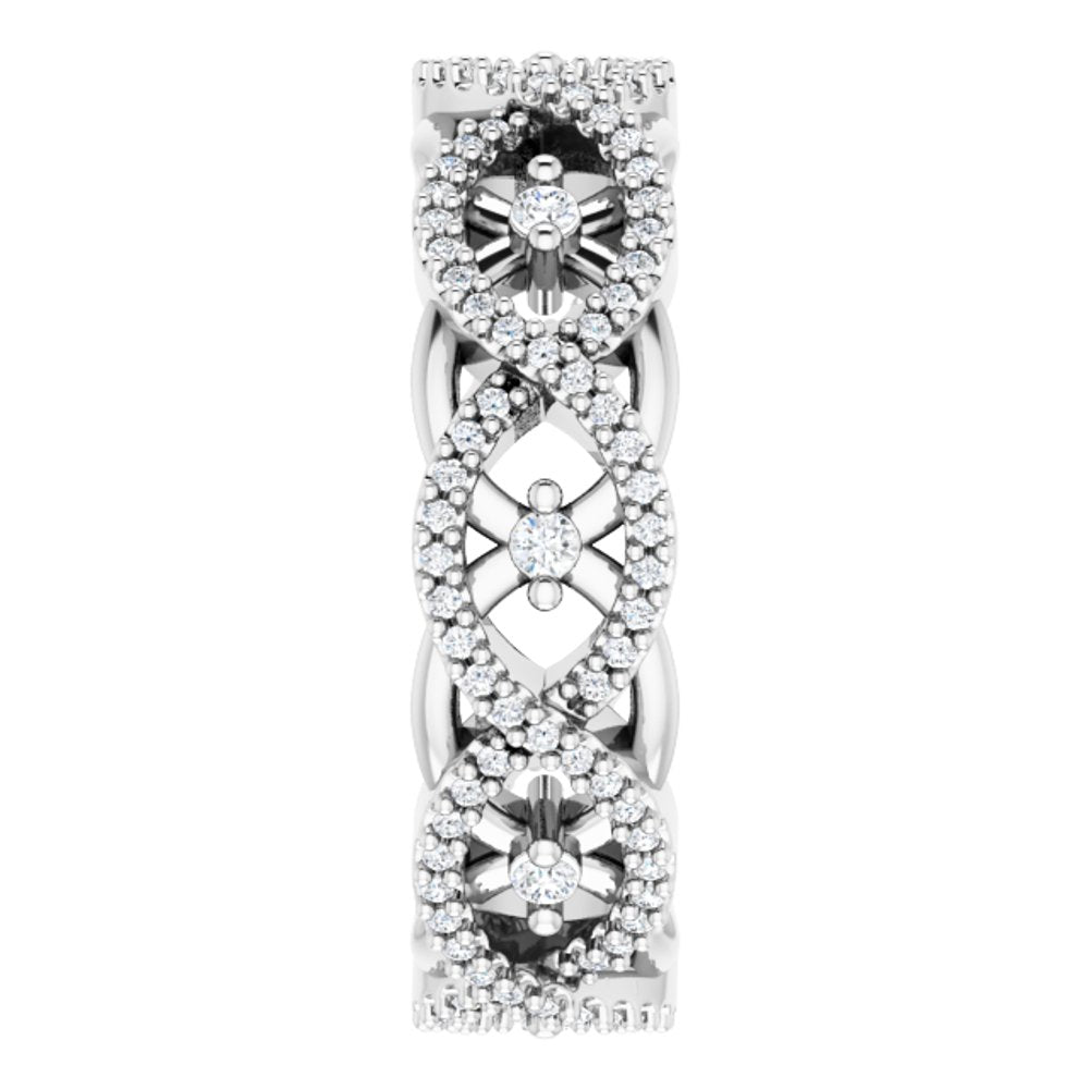 14K White 3/8 CTW Natural Diamond Vintage-Inspired Eternity Band Size 7