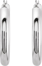14K White Gold Tube 30 mm Hoop Earrings
