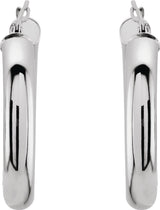 14K White Gold Tube 25 mm Hoop Earrings