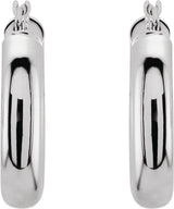 14K White Gold Tube 20 mm Hoop Earrings