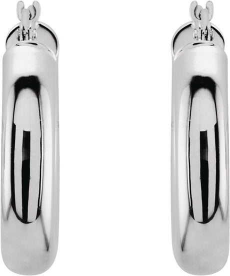 14K White Tube 20 mm Hoop Earrings