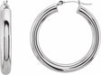 14K White Gold Tube 30 mm Hoop Earrings