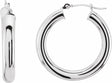 14K White Gold Tube 25 mm Hoop Earrings