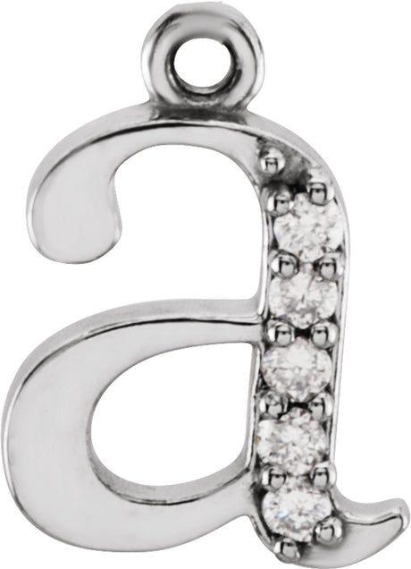 14K White .02 CTW Natural Diamond Lowercase Initial A Dangle