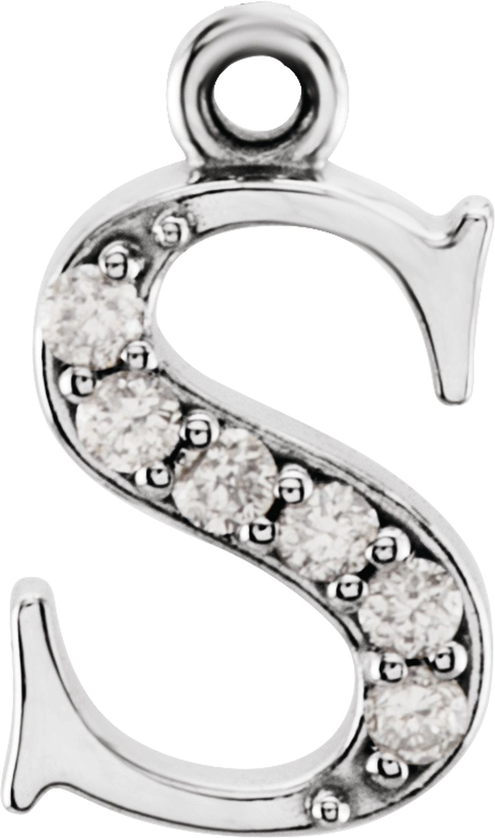 14K White .025 CTW Natural Diamond Lowercase Initial S Dangle