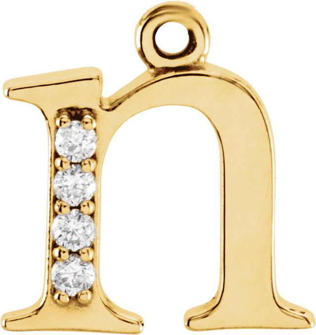 14K Yellow .02 CTW Natural Diamond Lowercase Initial N Dangle