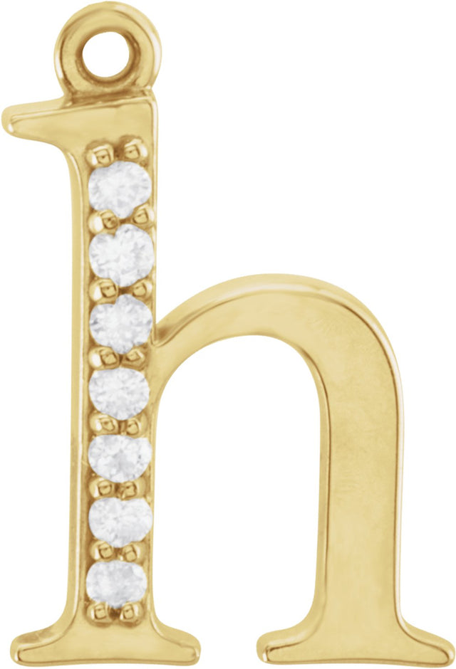 14K Yellow .03 CTW Natural Diamond Lowercase Initial H Dangle