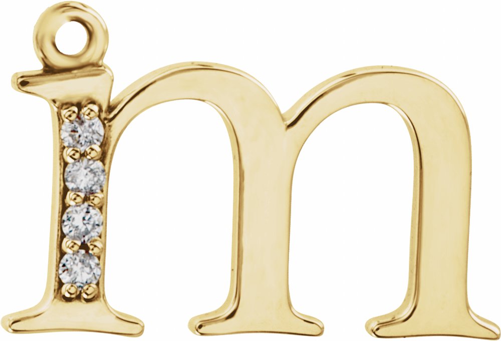 14K Yellow .02 CTW Natural Diamond Lowercase Initial M Dangle