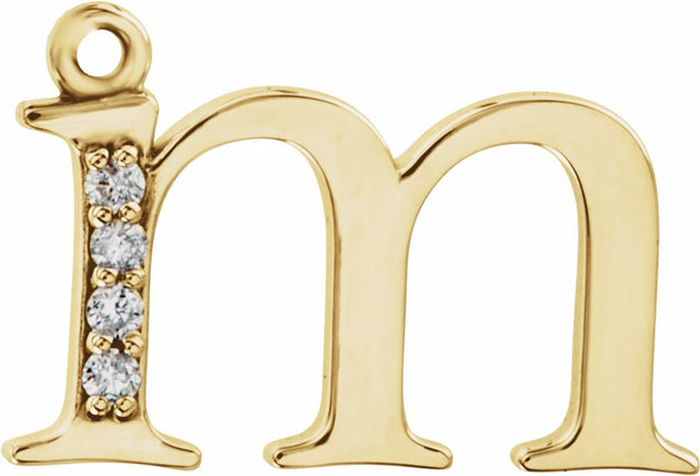 14K Yellow .02 CTW Natural Diamond Lowercase Initial M Dangle