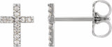 14K White .05 CTW Natural Diamond Cross Earrings