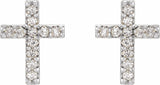 14K White .05 CTW Natural Diamond Cross Earrings