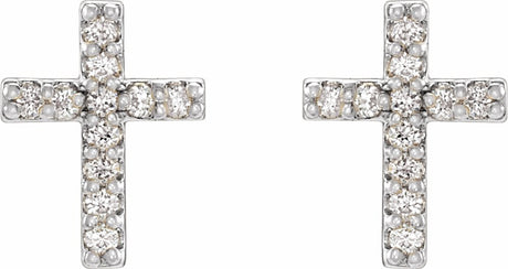 14K White Gold .05 CTW Natural Diamond Cross Earrings
