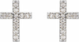 14K White Gold .05 CTW Natural Diamond Cross Earrings