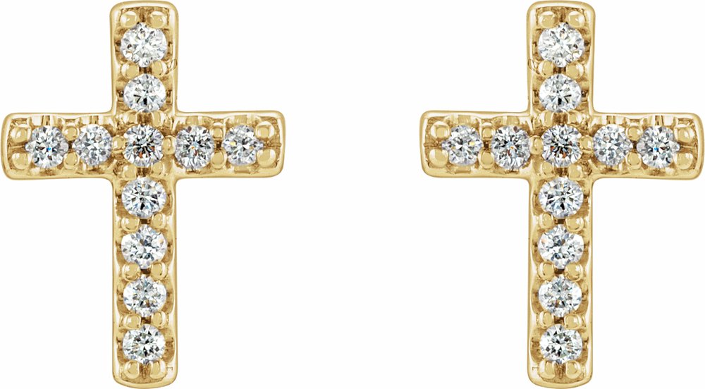 14K Yellow 1/10 CTW Natural Diamond Cross Earrings