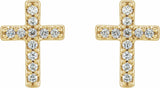 14K Yellow 1/10 CTW Natural Diamond Cross Earrings