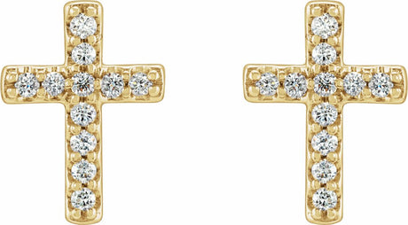 14K Yellow 1/10 CTW Natural Diamond Cross Earrings