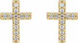 14K Yellow Gold .08 CTW Natural Diamond Cross Earrings