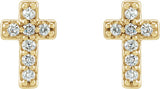 14K Yellow .06 CTW Natural Diamond Cross Earrings