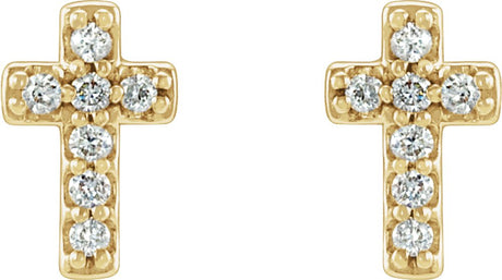 14K Yellow .06 CTW Natural Diamond Cross Earrings