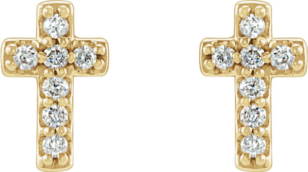 14K Yellow .06 CTW Natural Diamond Cross Earrings