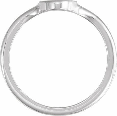 14K White 13x7 mm Oval Brushed Top Signet Ring