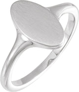 Sterling Silver 13x7 mm Oval Brushed Top Signet Ring