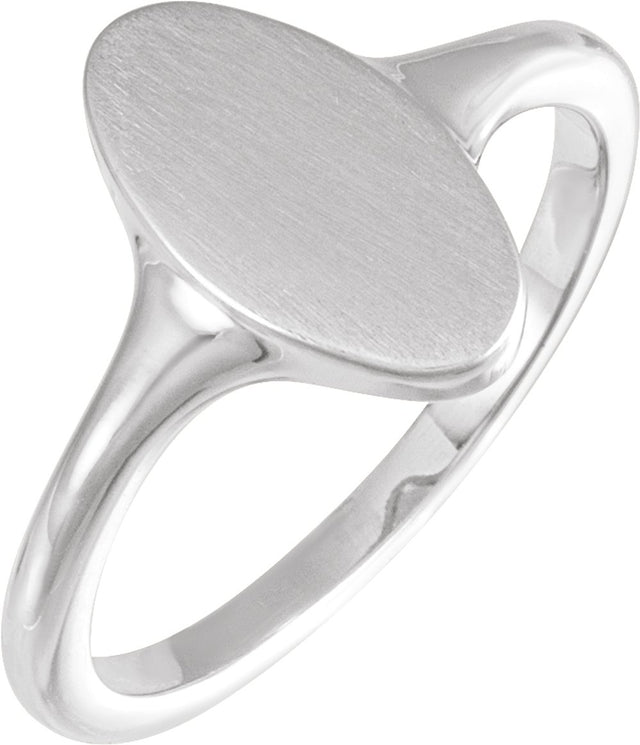 Sterling Silver 13x7 mm Oval Brushed Top Signet Ring