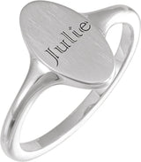 Sterling Silver 13x7 mm Oval Brushed Top Signet Ring
