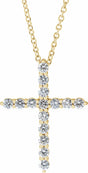 14K Yellow 1/2 CTW Natural Diamond Cross 16-18" Necklace